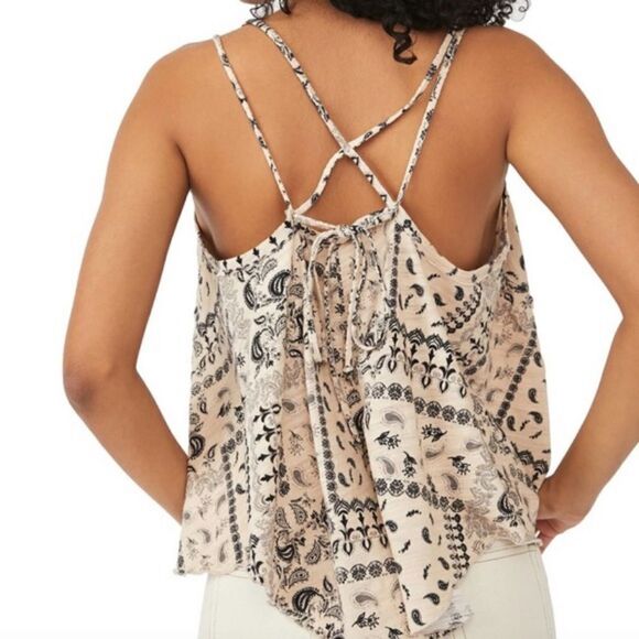 Free People We The Free Hey Girl Paisley Strappy Tank Top - Picture 2 of 6